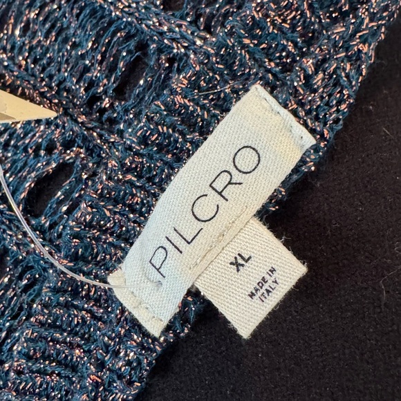 Anthropologie Pilcro NWT Navy and Copper XL Metallic Knit Sweater - Picture 4 of 5